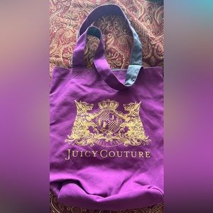 Juicy Couture Reversible Canvas Tote Purple Gray Bag.